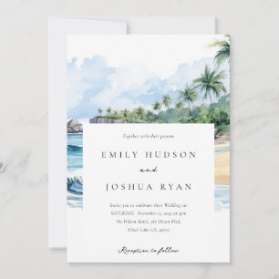 Invitation Mariage d'aquarelle de plage Tropical