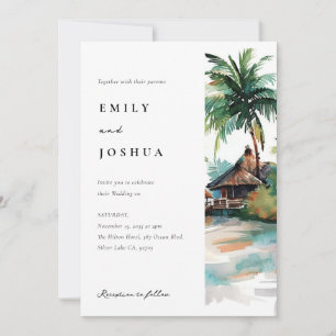Invitation Mariage d'aquarelle de plage Tropical