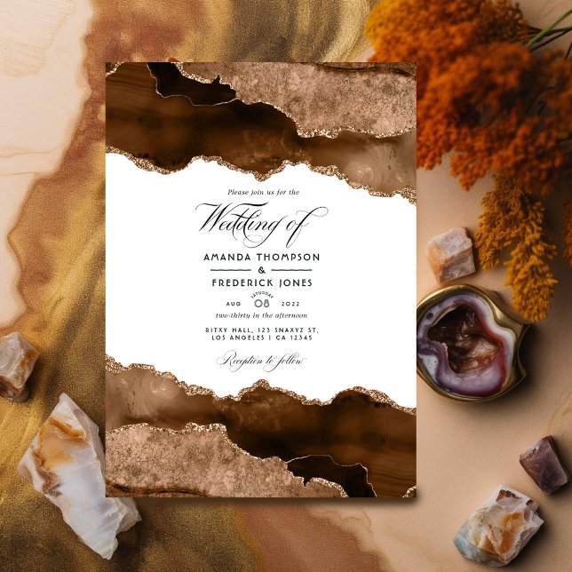 Invitation Mariage d'aquarelle Desert Gold Agate (Créateur téléchargé)