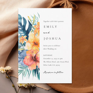 Invitation Mariage d'aquarelle d'été florale tropicale