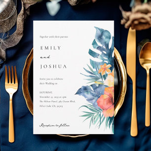 Invitation Mariage d'aquarelle d'été florale tropicale