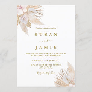 Invitation mariage d'aquarelle d'herbe Pampas