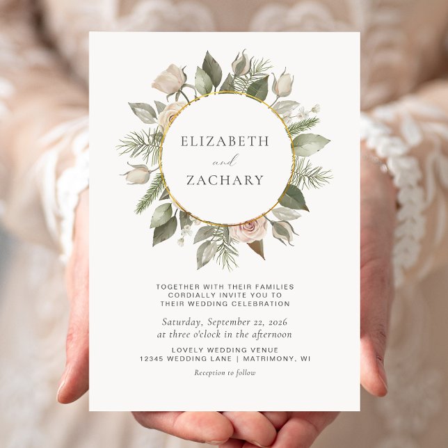 Invitation Mariage d'aquarelle d'ivoire floral (Créateur téléchargé)