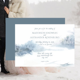 Invitation Mariage d'aquarelle douce bleu et blanc