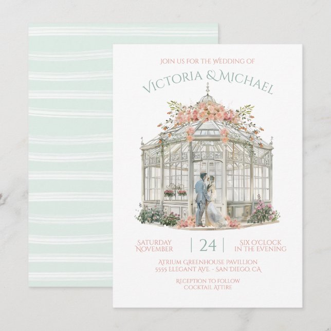 Invitation Mariage d'aquarelle du lieu de la mariée et de la  (Devant / Derrière)