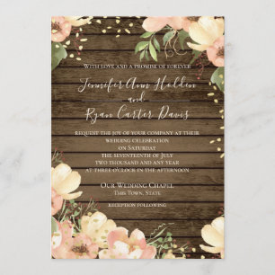 Invitation Mariage d'aquarelle en bois rustique transparent