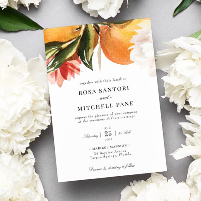Invitation Mariage d'aquarelle en fleurs d'agrumes (Créateur téléchargé)