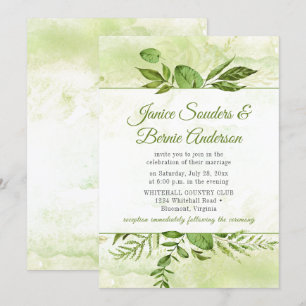 Invitation Mariage d'aquarelle encadré de verdure