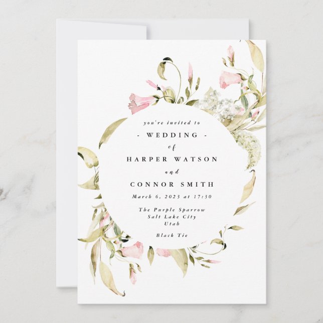 Invitation Mariage d'aquarelle Fleur sauvage de printemps (Devant)