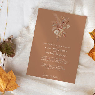 Invitation Mariage d'aquarelle Fleur sauvage en terre cuite
