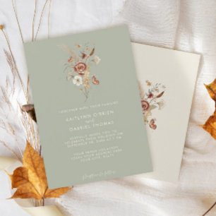 Invitation Mariage d'aquarelle Fleur sauvage Sage