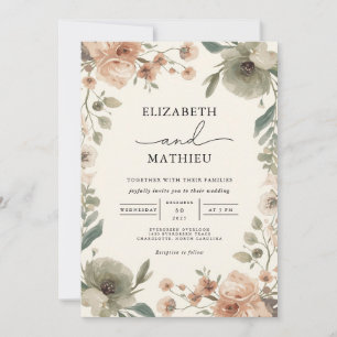 Invitation Mariage d'aquarelle florale Dusty Rose