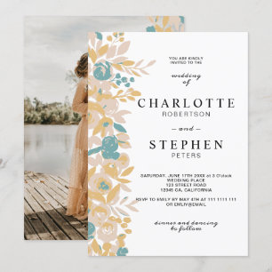 Invitation mariage d'aquarelle florale modifiable photo de Bo