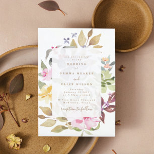 Invitation Mariage d'aquarelle florale séchée