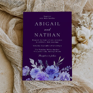 Invitation Mariage d'aquarelle florale violet et violet