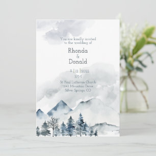 Invitation Mariage d'aquarelle Foggy Mountain