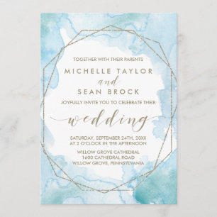 Invitation Mariage d'aquarelle géométrique