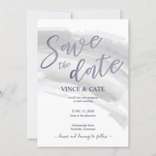 Invitation Mariage d'aquarelle gris bleu moderne