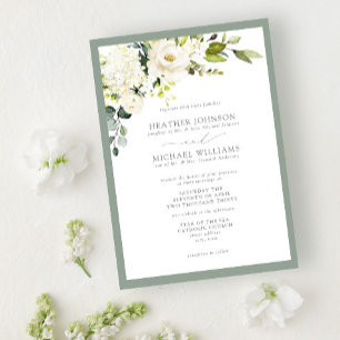Invitation Mariage d'aquarelle jaune gris vert clair