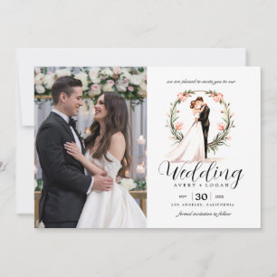 Invitation mariage d'aquarelle mariée et mariée