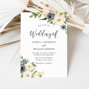 Invitation Mariage d'aquarelle marine et champagne