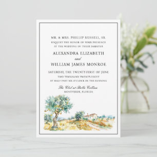 Invitation Mariage d'aquarelle méditerranéenne romantique