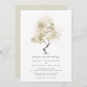 Invitation Mariage d'aquarelle minima moderne Sage Green Tree