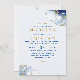 Invitation Mariage d'aquarelle minimaliste bleu
