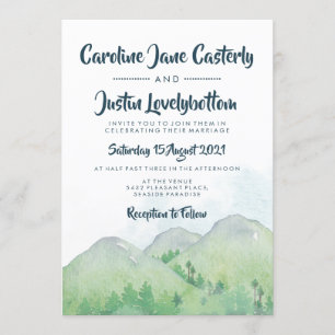 Invitation Mariage d'aquarelle Misty Mountains