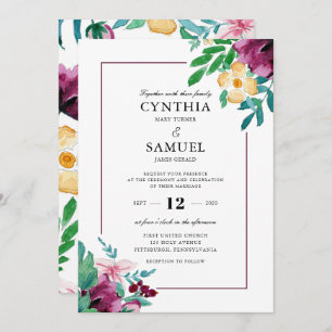 Invitation Mariage d'aquarelle moderne