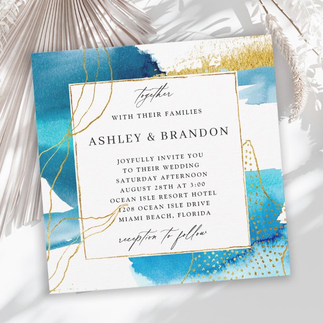Invitation Mariage d'aquarelle moderne mer et sable (Créateur téléchargé)