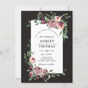 Invitation Mariage d'aquarelle moderne Plum Floral