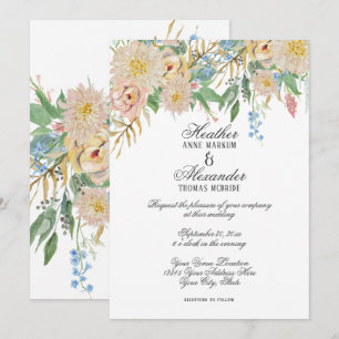 Invitation Mariage d'aquarelle moderne simple Floral Blush