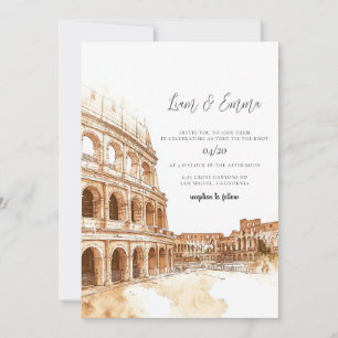 Invitation Mariage d'aquarelle Rome Italie