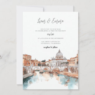 Invitation Mariage d'aquarelle Rome Italie