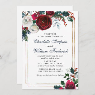 Invitation Mariage d'aquarelle Rose de Bourgogne