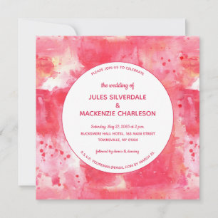Invitation Mariage d'aquarelle rose moderne Confetti