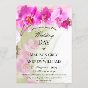 Invitation Mariage d'aquarelle rose orchidée