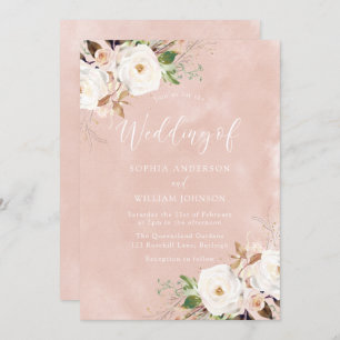 Invitation Mariage d'aquarelle rose pâle