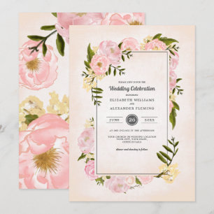 Invitation Mariage d'aquarelle rose pâle
