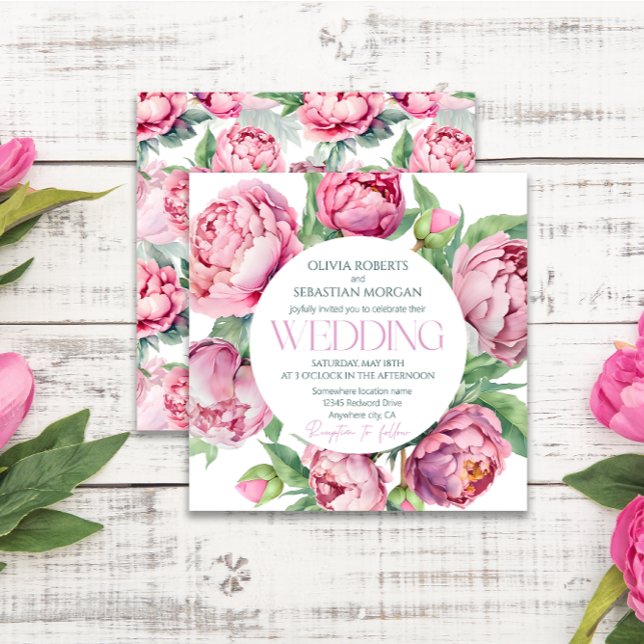 Invitation Mariage d'aquarelle rose pâle (Créateur téléchargé)