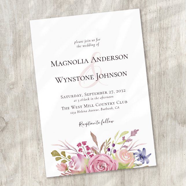 Invitation Mariage d'aquarelle rose pâle (Créateur téléchargé)