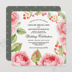 Invitation Mariage d'aquarelle Rose romantique
