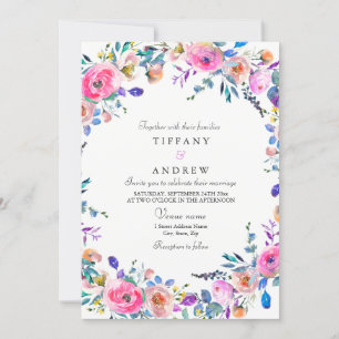 Invitation Mariage d'aquarelle rose tropicale