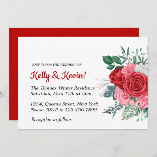 Invitation Mariage d'aquarelle rouge