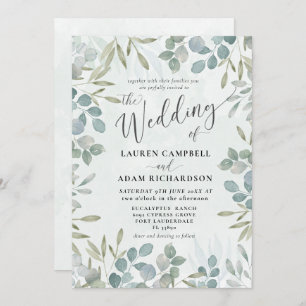 Invitation Mariage d'aquarelle Russe Sage Green Eucalyptus