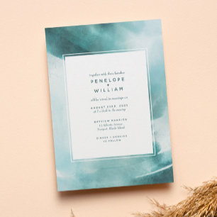 Invitation Mariage d'aquarelle Turquoise Océan moderne