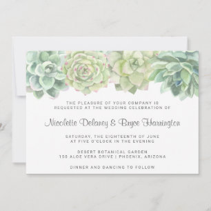 Invitation Mariage d'aquarelle vert botanique Succulent