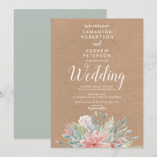Invitation mariage d'aquarelle vert pâle de Kraft Dusty