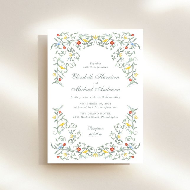 Invitation Mariage d'aquarelle vintage Garden (Créateur téléchargé)